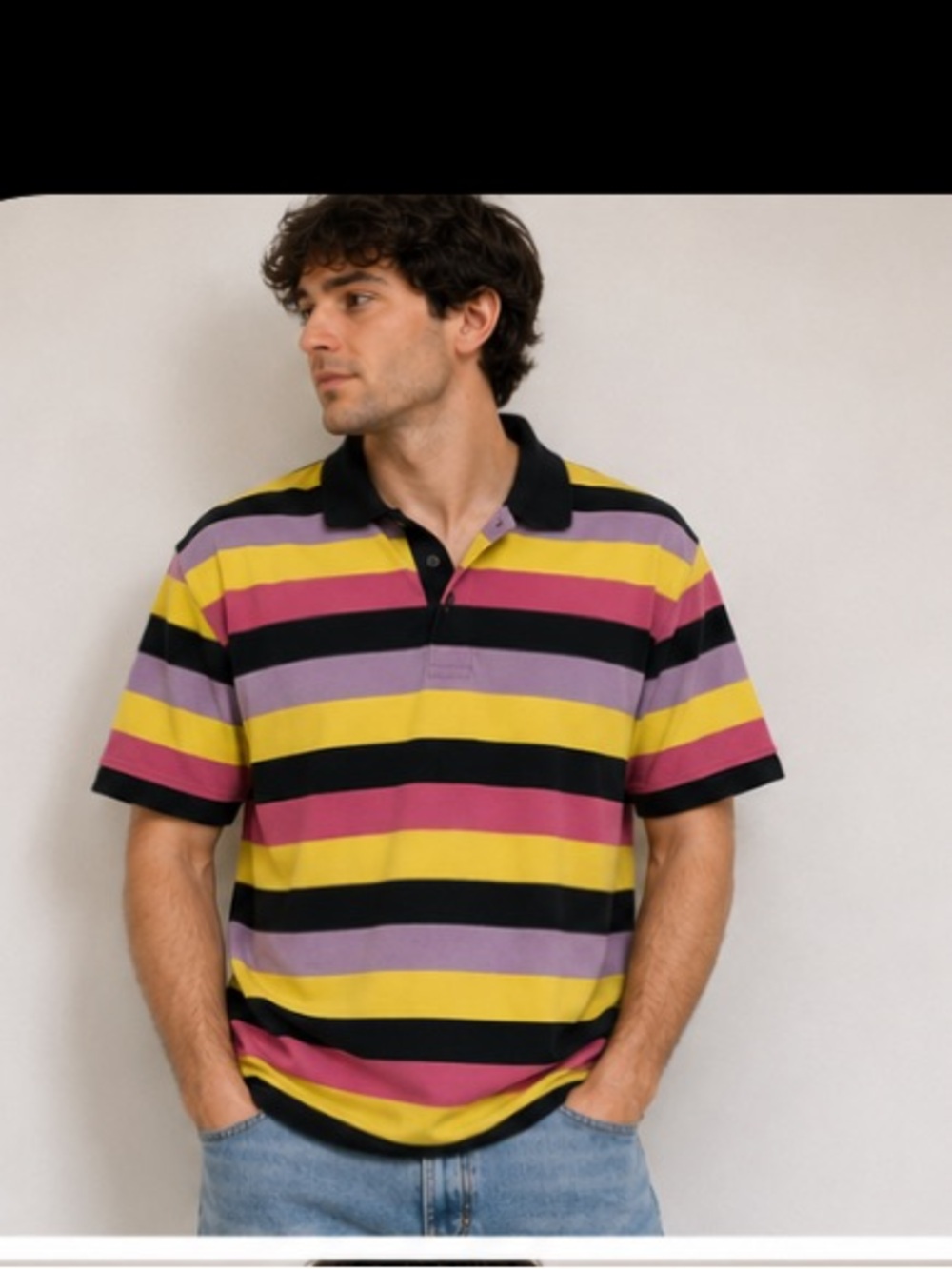 Striped large polo shirt